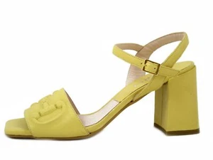 Sandali Donna in Pelle Nappa Giallo 37 Tacco Alto 7,5 cm Made in Italy - Foto 1 di 5