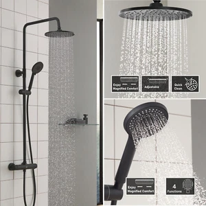Ducha de lluvia negra con termostato sistema de ducha grifo de ducha ducha de mano juego de ducha - Imagen 1 de 12