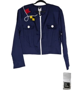 Vintage Ali Miles Women's Nautical Blazer Jacket Size 14 Navy Blue USA Made Nwt - Picture 1 of 7