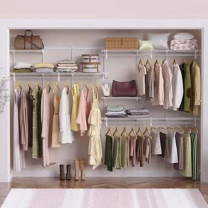 Closet System Organizer Kit 120.5 in. W White Reach-In Wall Mount 5-Shelf Wire - Picture 1 of 12