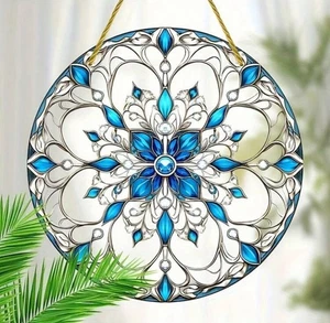Fiocco di Neve Design Cattura Sole Appeso Finestra Targa Ornamento Decorazione Casa 20cm - Foto 1 di 2