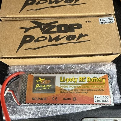Batería LiPo 7.4V 3500mAh 2S ZOP Power 50c TraxxasPlug para helicóptero sobre orugas RC Foto 1 de 3