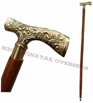Walking Stick Wooden Nautical Cane Solid Brass Derby Handle for Men and Women - Image 1 of 4