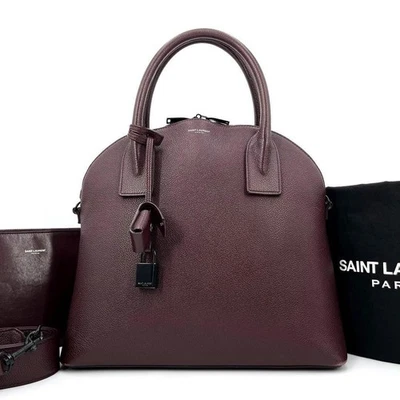 SAINT LAURENT Sac De Jour Dome Bag Burgundy with Dust Bag and Charm Padlock Used - Image 1 of 4