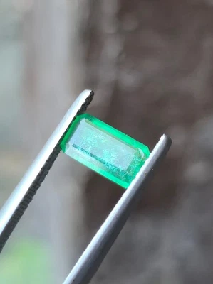 0.86 Carat Certified Natural High Quality Emerald Cut Green Swat Pakistan - Image 1 of 4