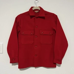 Vintage Boy Scouts of America BSA Red Wool Coat Shirt Jacket Size 18 Shacket M - Picture 1 of 7
