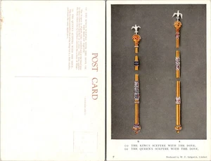 Postcard featuring The Kings Sceptre ~ The Queens Sceptre with Doves -  England - Picture 1 of 1