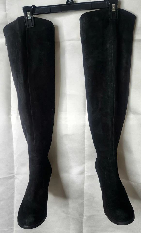 Botas negras de gamuza sintética "Steven" de Steve Madden HIGH HASTA EL MUSLO talla 40 (7-7-1/2?) Foto 1 de 4