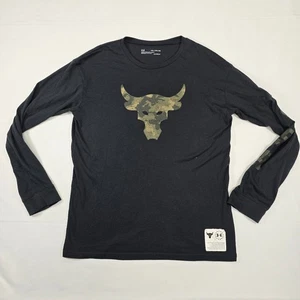 Under Armour Boy's Youth Black Camo Long Sleeve Tee Project Rock USA Size XL - Picture 1 of 10