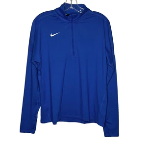 Nike Dri Fit Running Top Women's L Blue 1/2 Zip Stretch Thumbholes 897021-493 - Picture 1 of 15