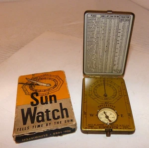 Antique Outdoor Supply Co Sun Watch Compass Sundial With Box Sunwatch - Picture 1 of 13