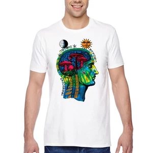 XtraFly Apparel Men's Tee Cosmic Brain Sun Moon Mushrooms Rave Crewneck T-shirt - Picture 1 of 6