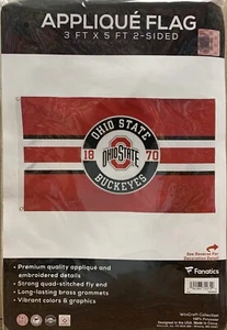 OHIO STATE BUCKEYES APPLIQUE EMBROIDERED 3'X5' 2 SIDED FLAG NEW WINCRAFT 👀 - Picture 1 of 3