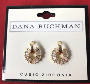 NEW Dana Buchman Gold Plated Cubic Zirconia CZ Halo Earrings - Picture 1 of 2