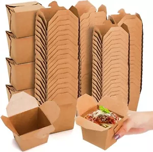 100 Pack Mini Takeout Boxes Paper, 8 OZ Chinese Take Out Food Container, Kraft S - Picture 1 of 6