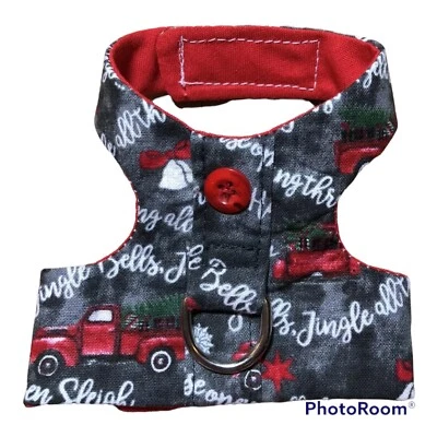 Chaleco arnés para perro hecho a mano camión rojo Navidad tintineo botones XXXS 2584 Foto 1 de 2