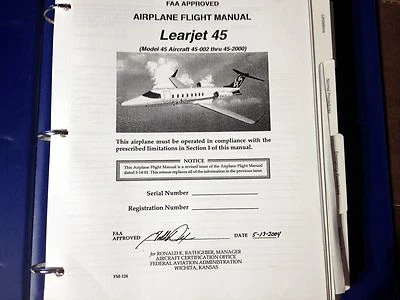 Bombardier LearJet Model 45 Airplane Flight Manual, sn 45-002 thru 45-2000 - Image 1 of 4