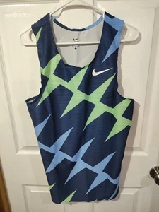 New Nike Elite Pro Singlet Marathon Blue/Green CI0799-XXX Men's Size Large - Picture 1 of 8