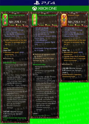 Diablo 3 - PS4 - Xbox One - Modded Primal - Ceremonial Knives - Hexendoktor - Bild 1 von 4