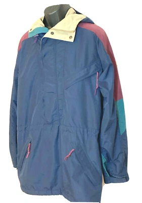 EASTERN MOUNTAIN SPORTS, EMS, VINTAGE BLUE HOODED ANORAK PARKA, MEN'S LARGE - Image 1 of 4