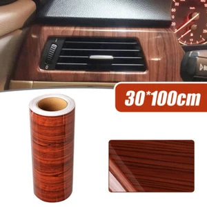 Glossy Simulation Wood Grain Car Interior Sticker Vinyl Decal DIY Film Wrap Trim - Picture 1 of 10