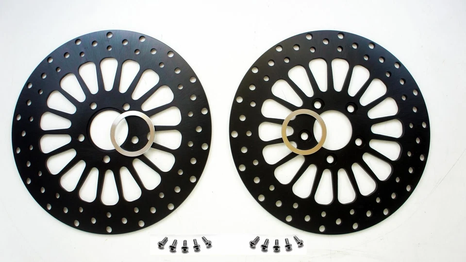FRONT & REAR BLACK DNA SUPER SPOKE 11.5" ROTORS HARLEY DYNA 2000'-2005' W/BOLTS - Image 1 of 1