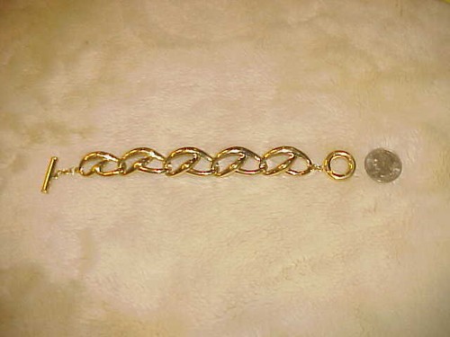 BRACCIALE GIVENCHY BIJOUX VINTAGE TONO ORO GRANDE MAGLIA 8 POLLICI BELLISSIMO #131