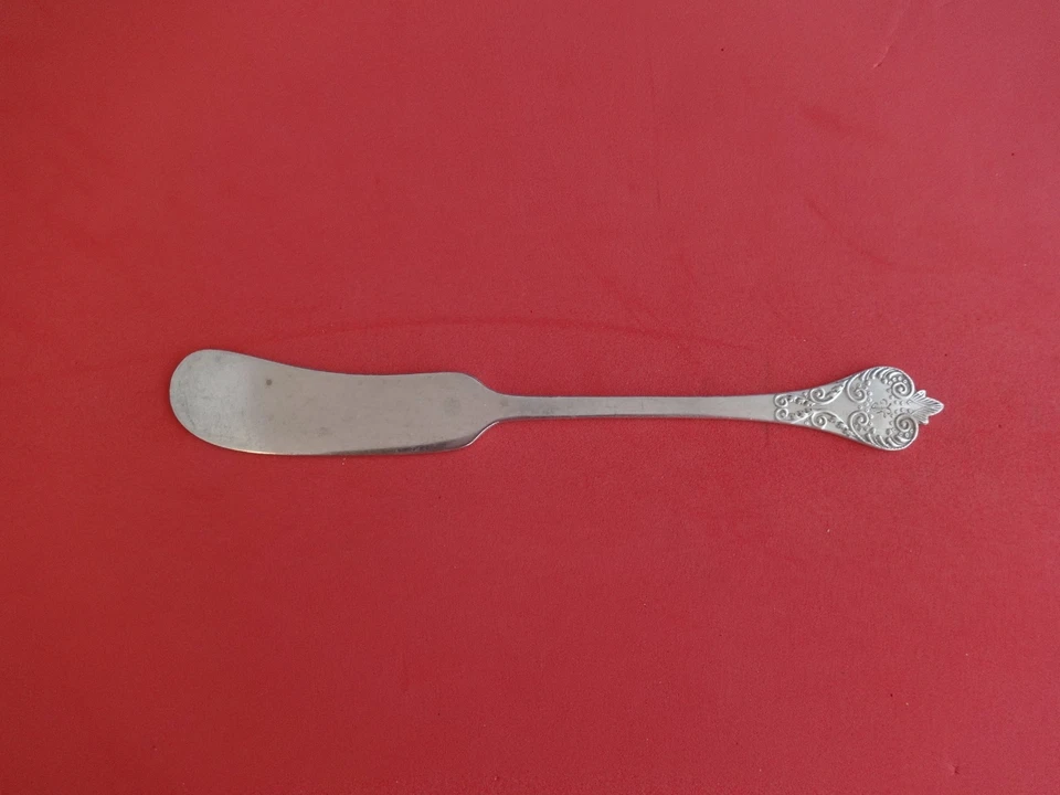 Esparcidor de mantequilla de plata esterlina William & Mary por Mappin & Webb mango plano 6" Foto 1 de 1