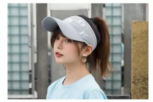 Women Knitted Sun Hats Sun Visor Hat Wide Brim Empty Top Hiking Golf Beach White - Picture 1 of 5
