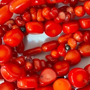 Collar de plata esterlina con cuentas de ley de coral rojo genuino de colección - Imagen 1 de 21
