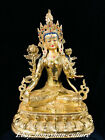 16 "Tibet Bronze doré peinture gemmes 7 yeux blanc Tara déesse Bouddha Statue