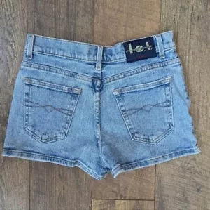 Pantaloncini corti vintage Y2K LEI denim vita alta, taglia 7 - Foto 1 di 6