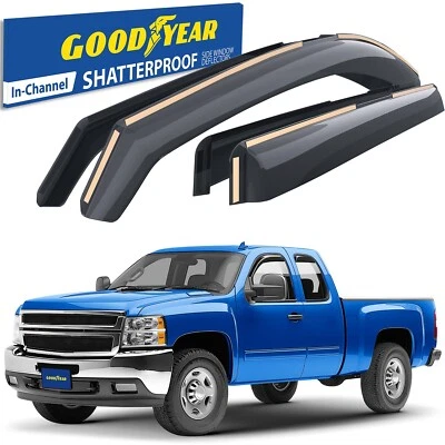 Sun Visors Wind Guards Rain for 2007-2014 Chevy Silverado 2500/3500 Extended Cab - Image 1 of 4
