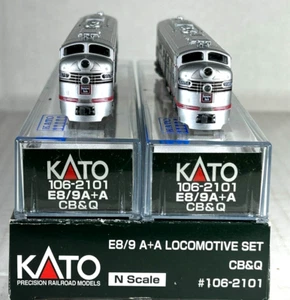 KATO N SCALE E8/9A+A LOCOMOTIVE SET CHICAGO BURLINGTON & QUINCY 1062101 - Picture 1 of 4