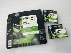 Genuine HP 950XL Black Ink Cartridge Dated 7/2022 2021 - Lot Of 4 Sealed! - Picture 1 of 4