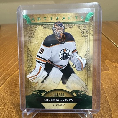 2020-21 Upper Deck Artifacts Hockey #4 Mikko Koskinen Emerald /99 Oilers NHL - Image 1 of 2