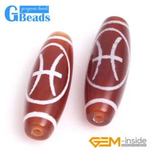 Onyx Rice Oval Zodiac Pattern Red Agate Beads for Jewelry Making 10x30mm 1pcs - Picture 1 of 36