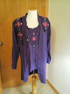 Mascarada Mujer Morado Acento Geométrico 2 Piezas Doble Set 1 Talla Algodón Foto 1 de 4