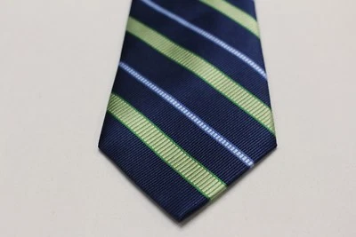 MERONA - RAYAS AZULES Y VERDES - ¡CORBATA CUELLO 100% SEDA! Foto 1 de 4