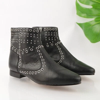Botas Charlene French Connection para mujer talla 6,5 cuero negro ojales de metal Foto 1 de 4