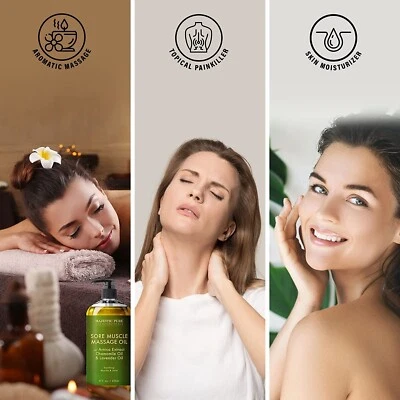 ORGANIC HAIR SOLUTION Sore Muscle Massage Oil for Joint & Muscles-Natural Therapy Oil with Hemp Seed