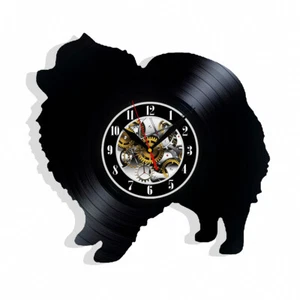 Orologio da parete in vinile cane Pomerania regalo compleanno vacanze arte arredamento camera casa design - Foto 1 di 3