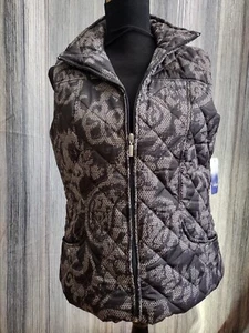Women’s Great NW Indigo Puffer Vest Size Medium Pockets Full Zip NEW - Picture 1 of 16