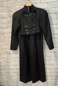 NUEVO De Colección Años 80 Hablando de Lana Negra a Rayas Chaqueta Recortada Pierna Ancha Traje Talla M - Imagen 1 de 17