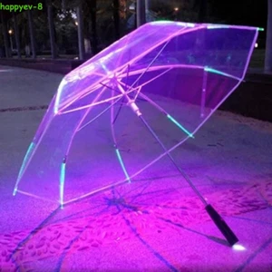 ENAPY Transparent Flashing LED Rain Umbrella w/ Flashlight & Carry Bag - Picture 1 of 17