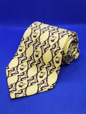 Pineda Covalin Silk Tie Yellow Geometric Aztec Mexico 57" - Image 1 of 4