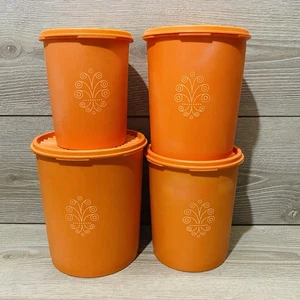Juego de 4 contenedores Tupperware Servalier naranja vintage años 70 con tapas - Imagen 1 de 7