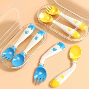 Toddler Utensils with Travel Safe Case, Silicone Baby Spoons and Fork Set for... - Picture 1 of 6