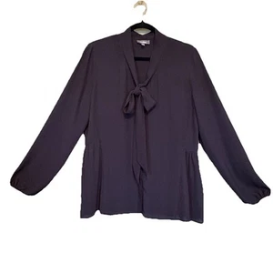 Blusa para mujer Neiman Marcus negra manga larga cuello con botones talla grande - Imagen 1 de 5