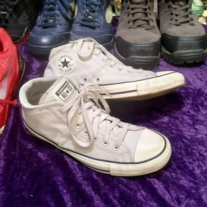 9.5 Converse All Star Women's Leather Madison High Tops Bone Gray A08714C - Picture 1 of 14